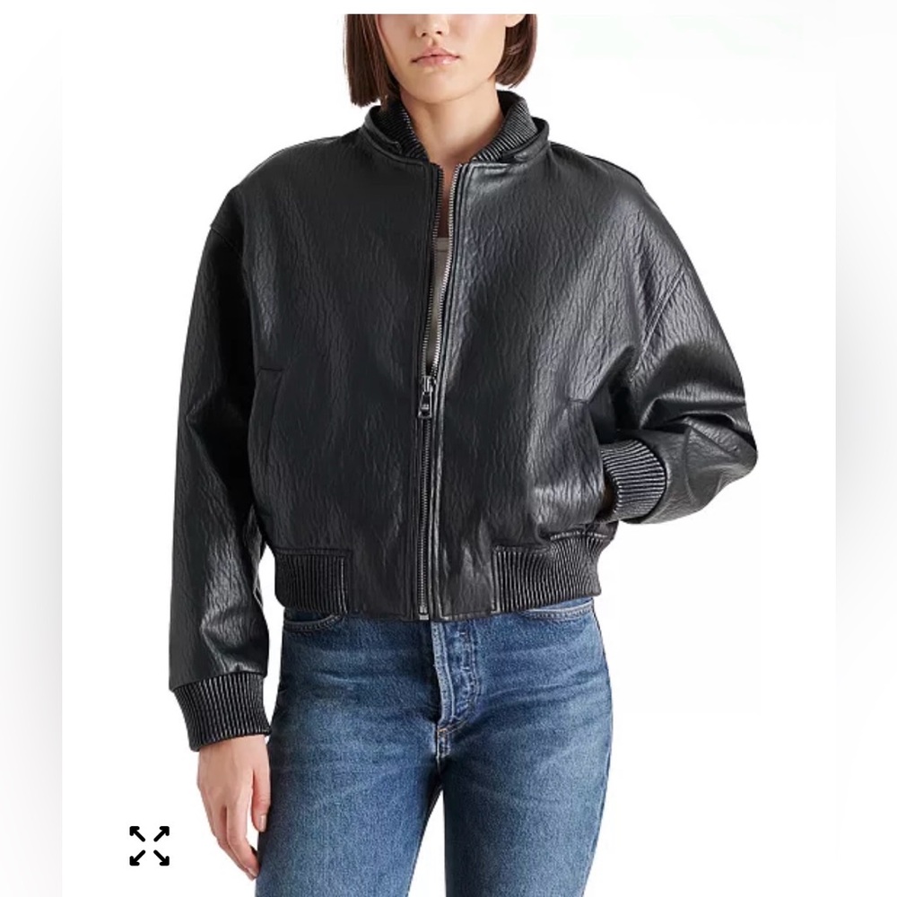 Steve Madden Women's Zephyra Faux-Leather Bomber Jacket in XS, Brand New